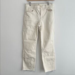 L'AGENCE Sada High Rise Cropped Cream Denim Pants 27